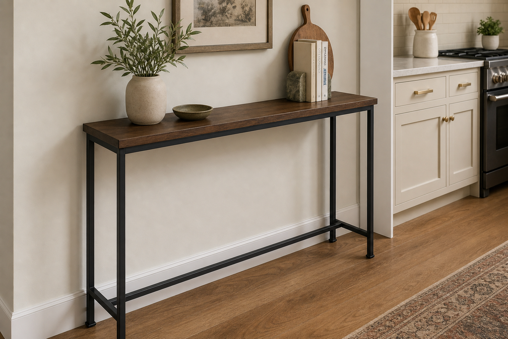 Best Kitchen Tables for Small Spaces: Narrow rectangular table against a kitchen wall
