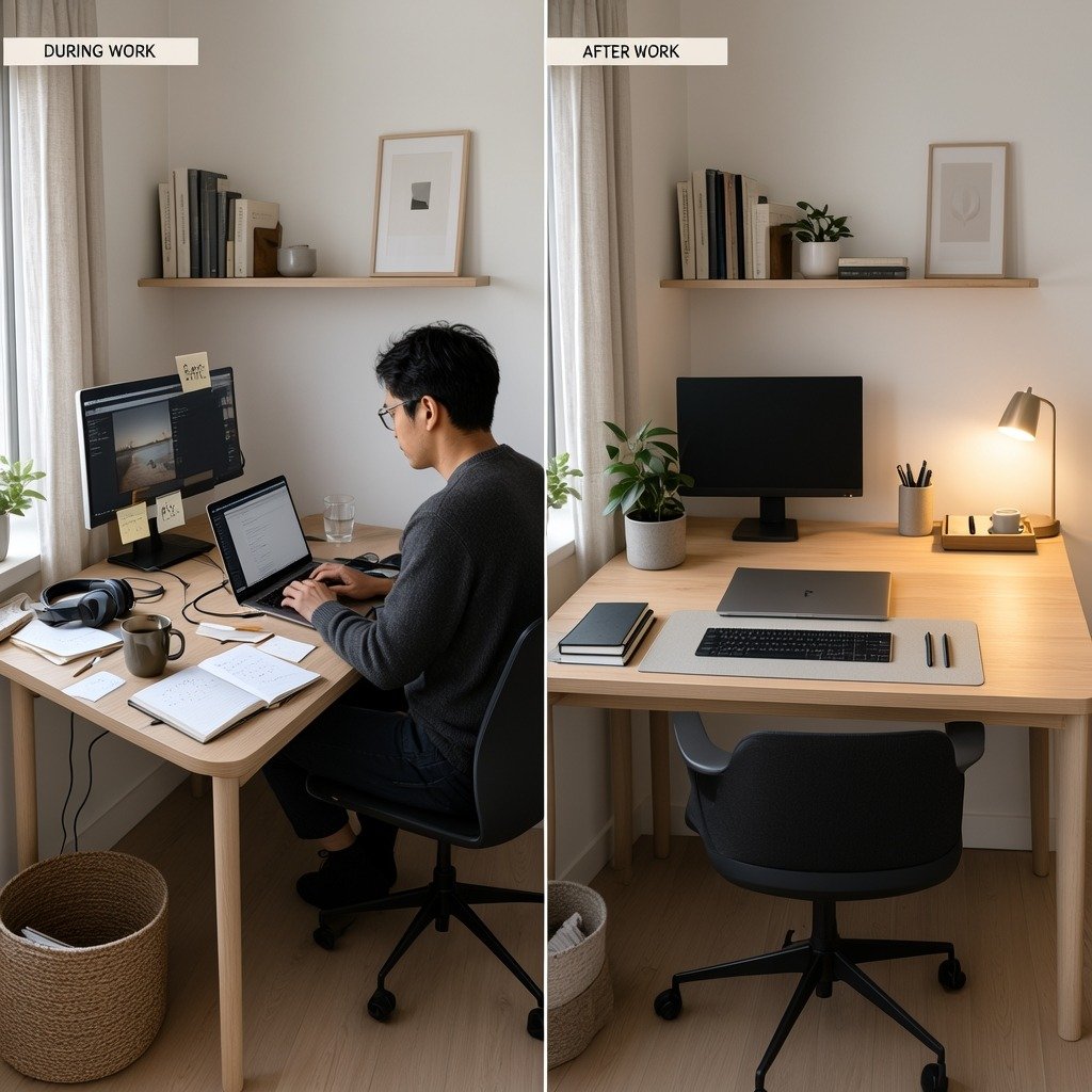 Small Home Office Ideas for hiding a workspace after work