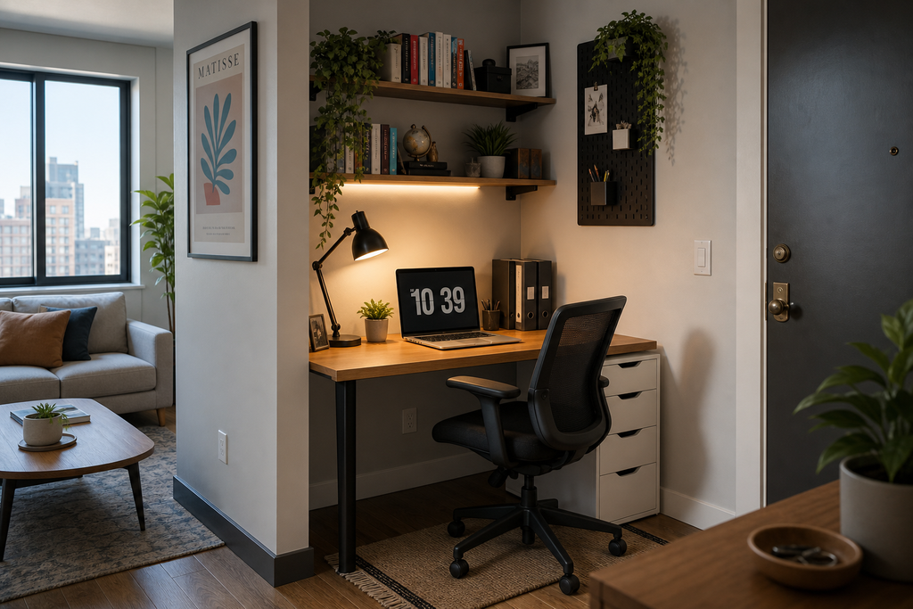 Small home office ideas using an unused corner of a small room