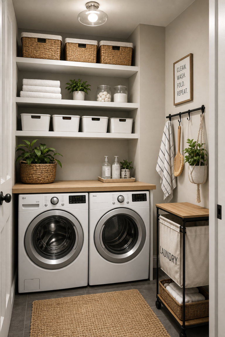 Small laundry room organization