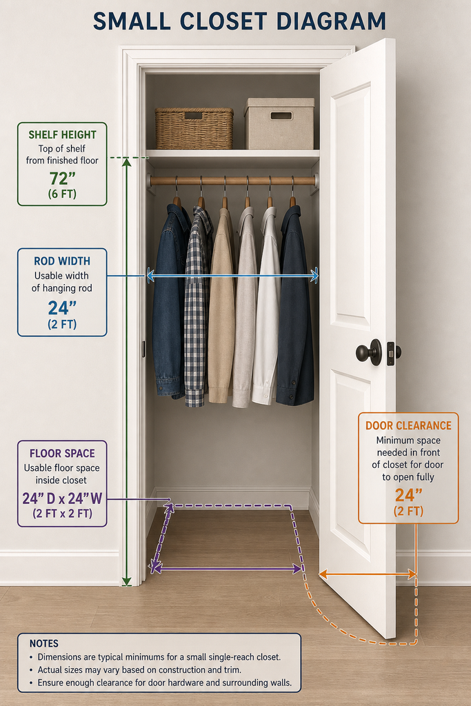 closet interior mockup showing a double-hang setup with vertical storage
