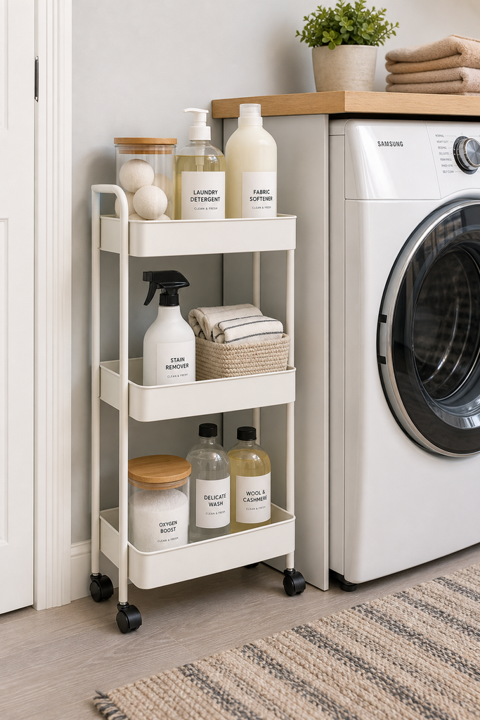 Small Laundry Room Storage Ideas: rolling cart storage ideas for small laundry room