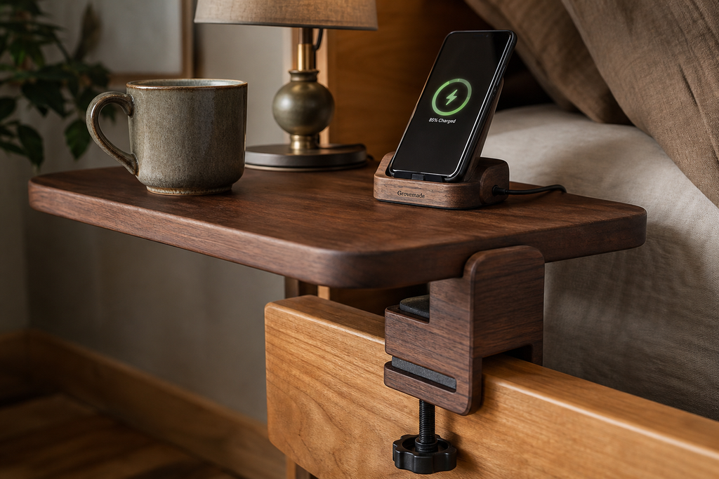 Bedside Storage : Clamp-On Bedside Floating Shelves