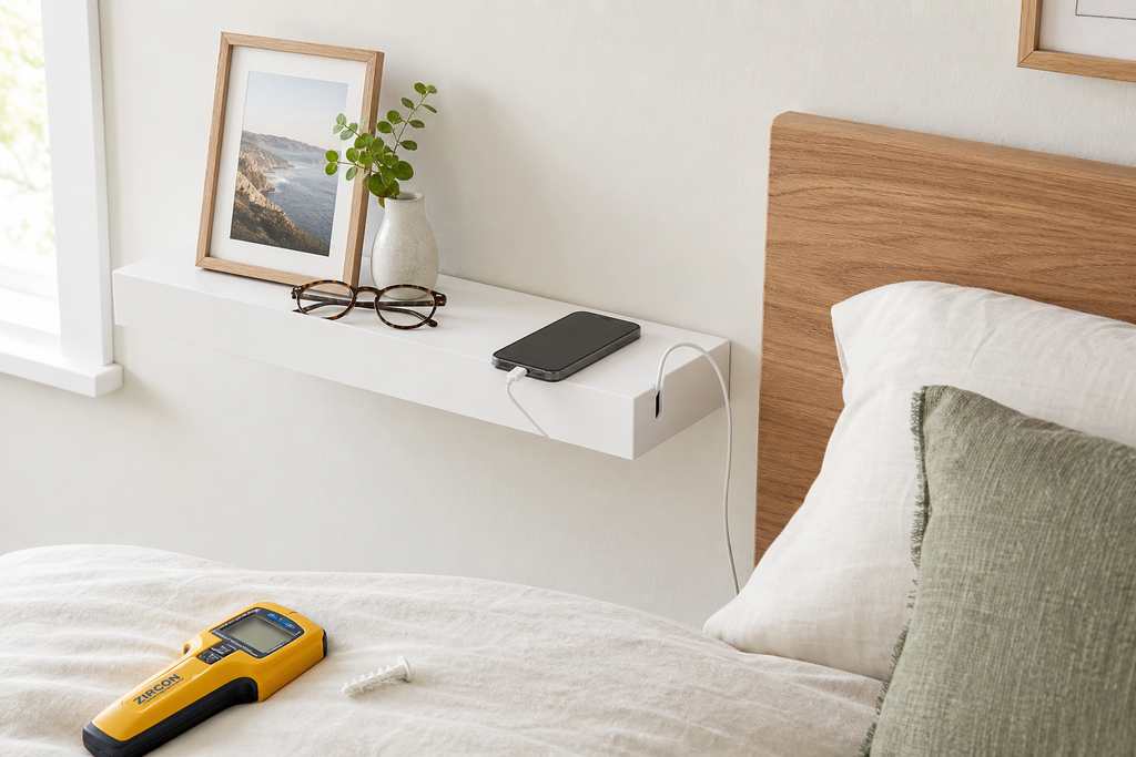 Shallow Floating Wall Ledges with Cable Grooves